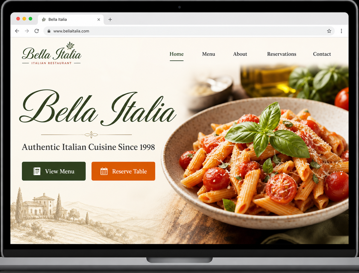 Bella Italia — Restaurant Website-Konzept