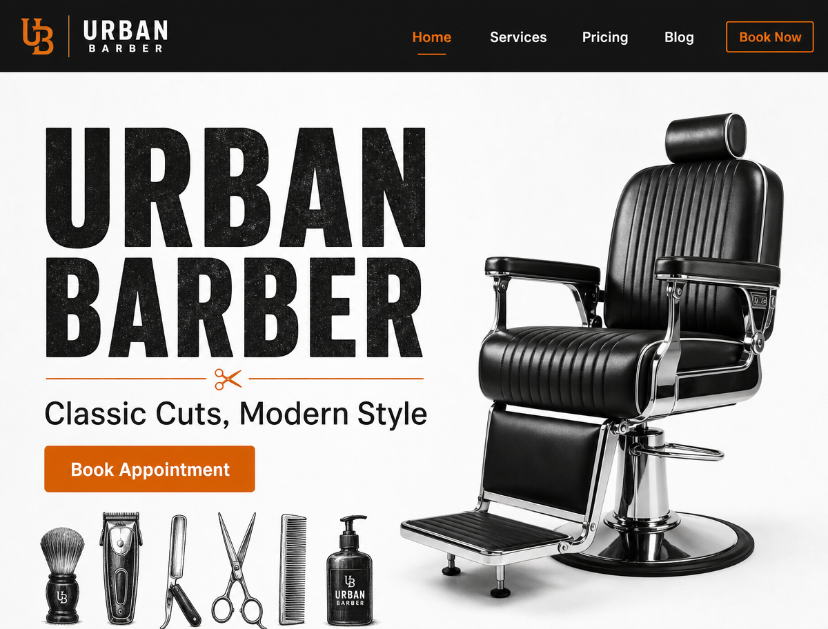 Urban Barber — Barbershop Website-Konzept